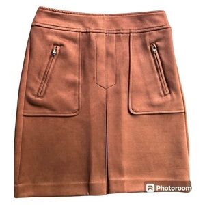 LOFT women’s rust colored faux suede pleated mini skirt with pockets